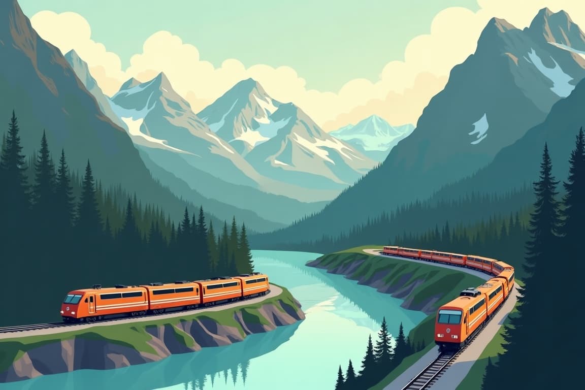 Illustration of Vancouver to Toronto Train Journey