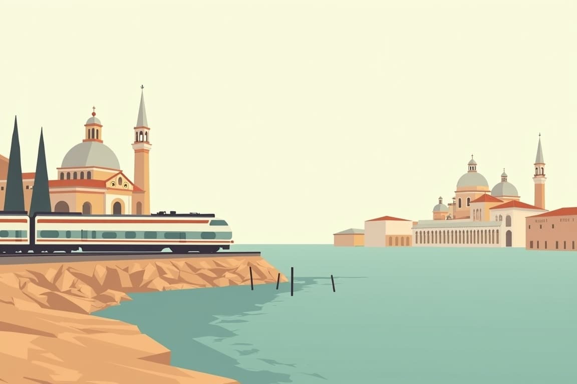 Illustration of Venice and Rome from Civitavecchia