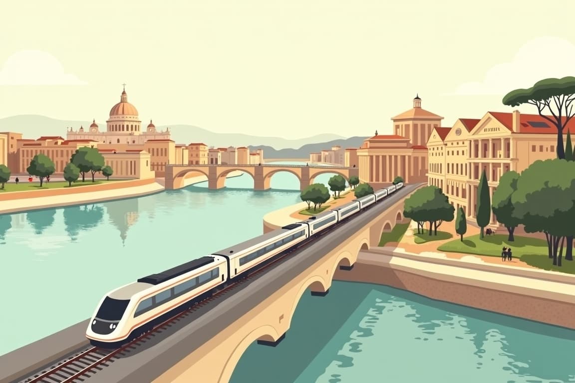 Illustration of Venice and Rome to Civitavecchia