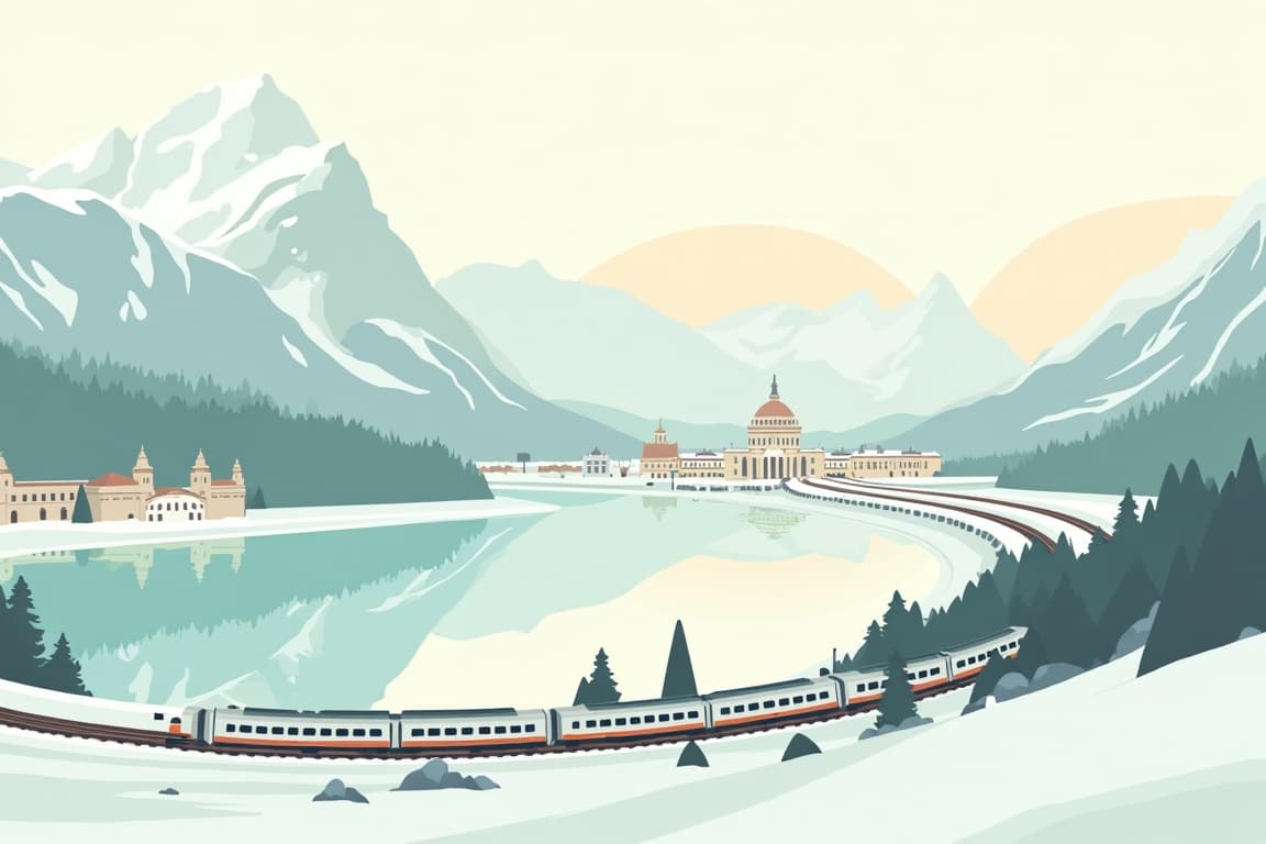 Illustration of Venice and Vienna by Rail