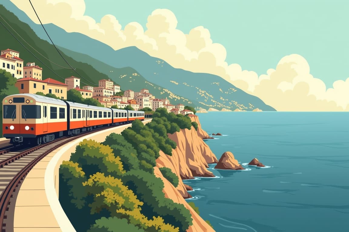 Illustration of Venice, Rome, and Amalfi