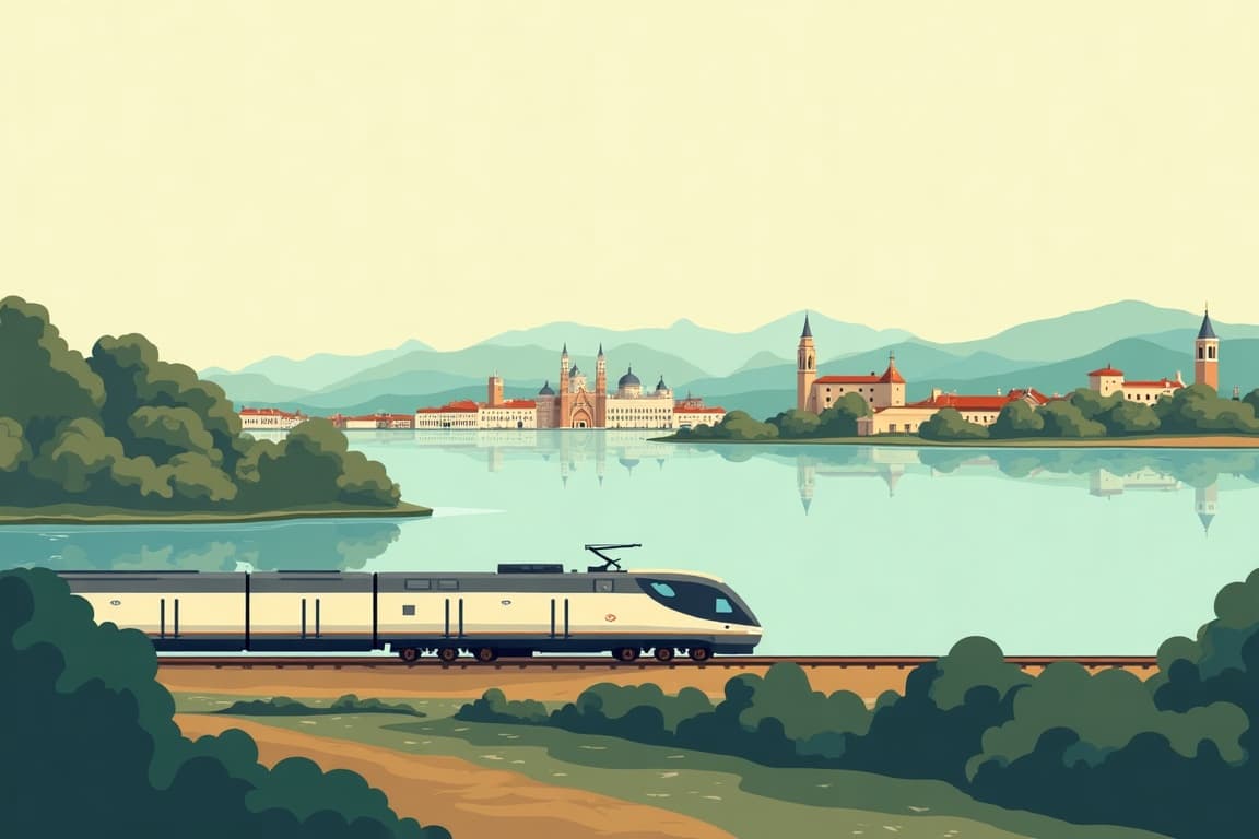 Illustration of Venice, Verona, and Lake Garda