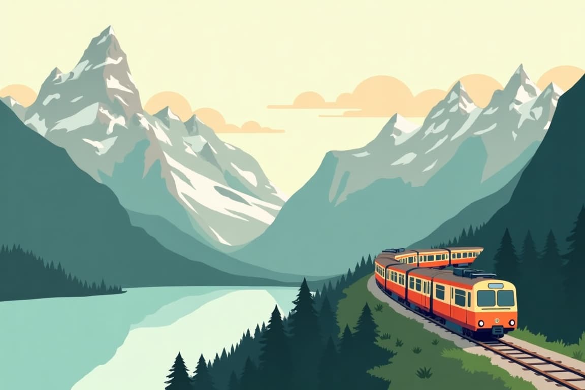 Illustration of Venice via the Glacier Express