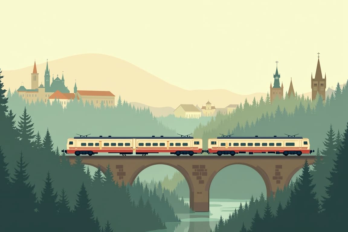 Illustration of Vienna and Prague