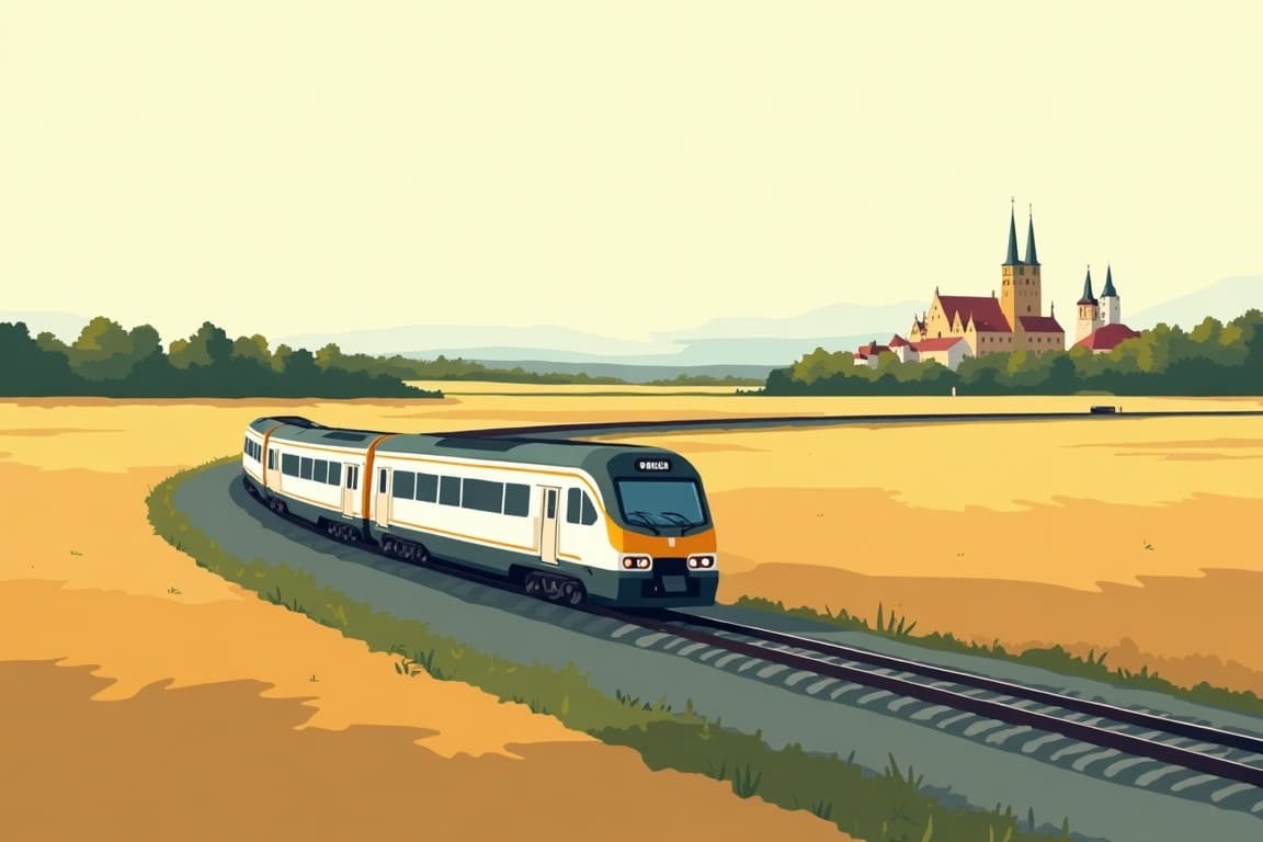 Illustration of Vienna, Krakow, Warsaw, and Berlin
