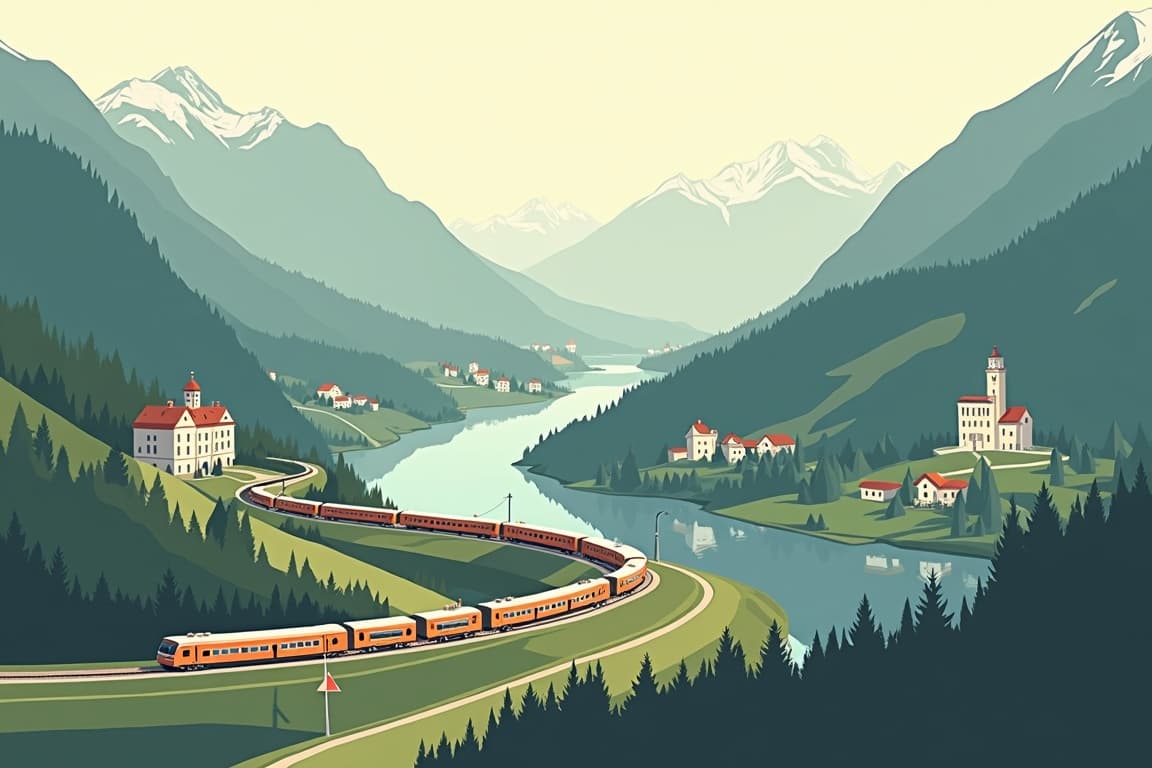 Illustration of Vienna, Salzburg, and Hallstatt