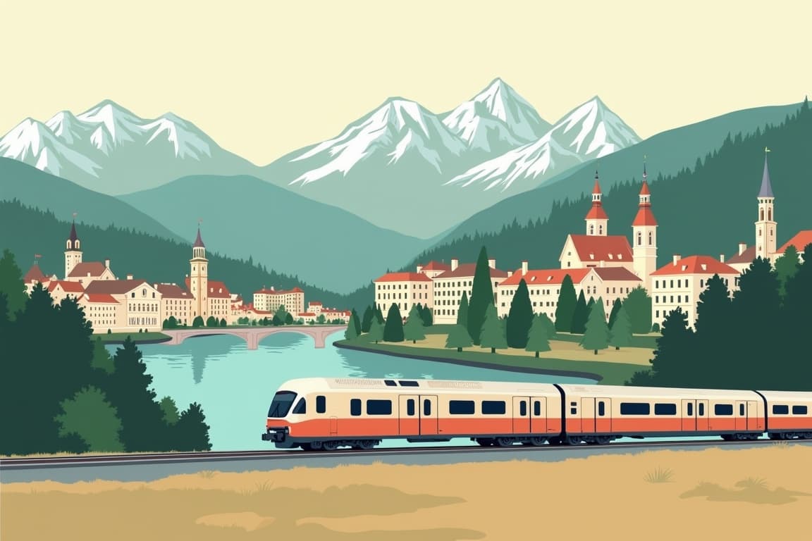 Illustration of Vienna, Salzburg, and Munich