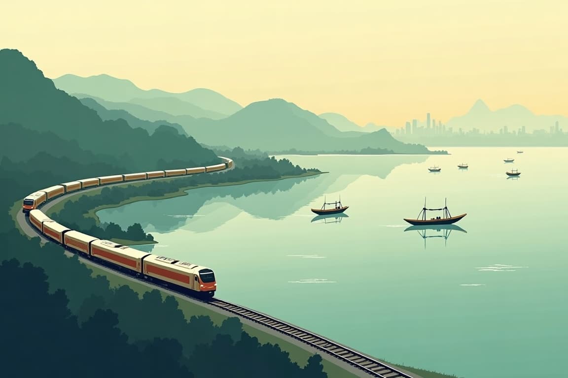 Illustration of Vietnam by Private Train and Boat