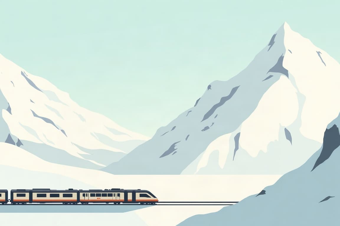 Illustration of Winter Glacier Express Chur – Brig