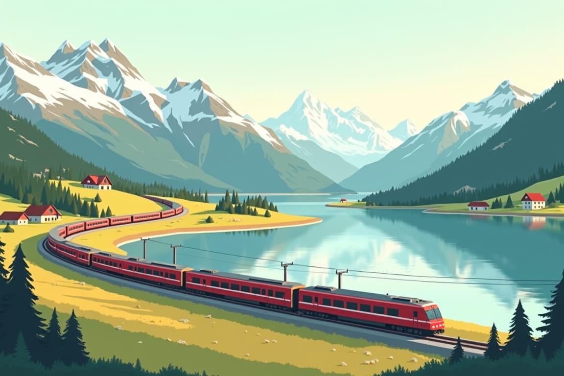 Illustration of Wonders of the Swiss Alps