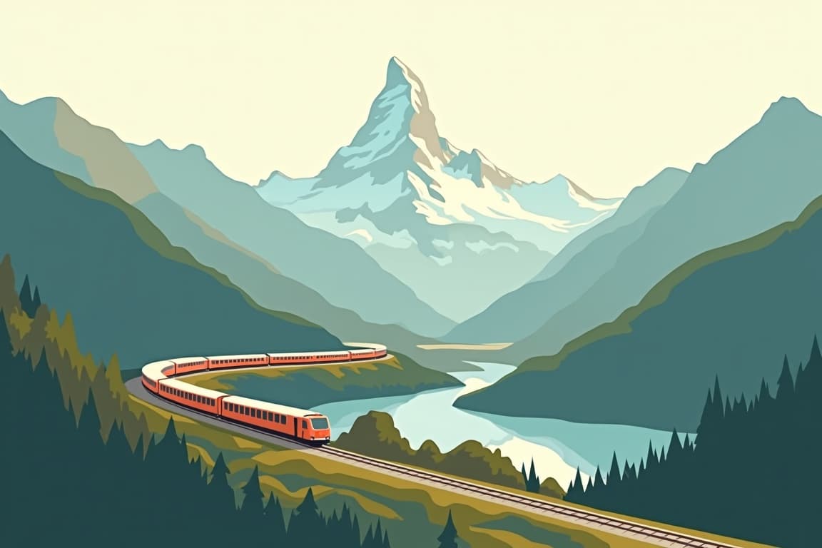 Illustration of Zermatt and St Moritz