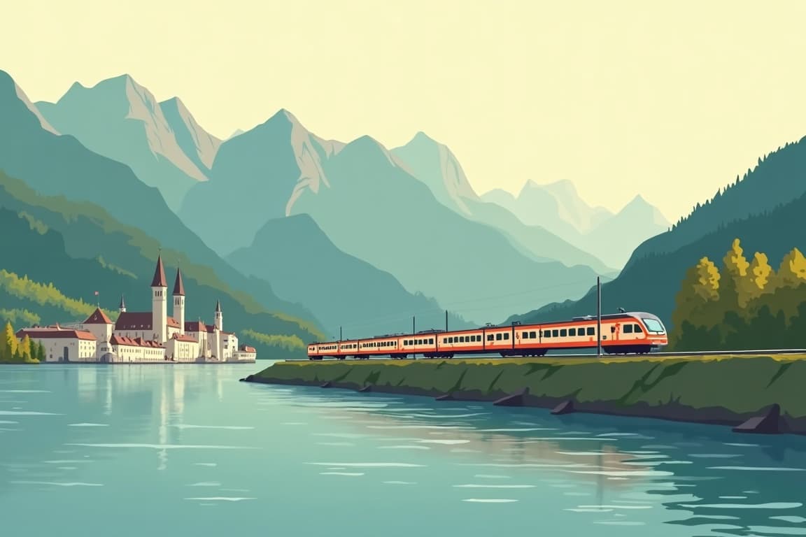 Illustration of Zurich and Lucerne from Zurich