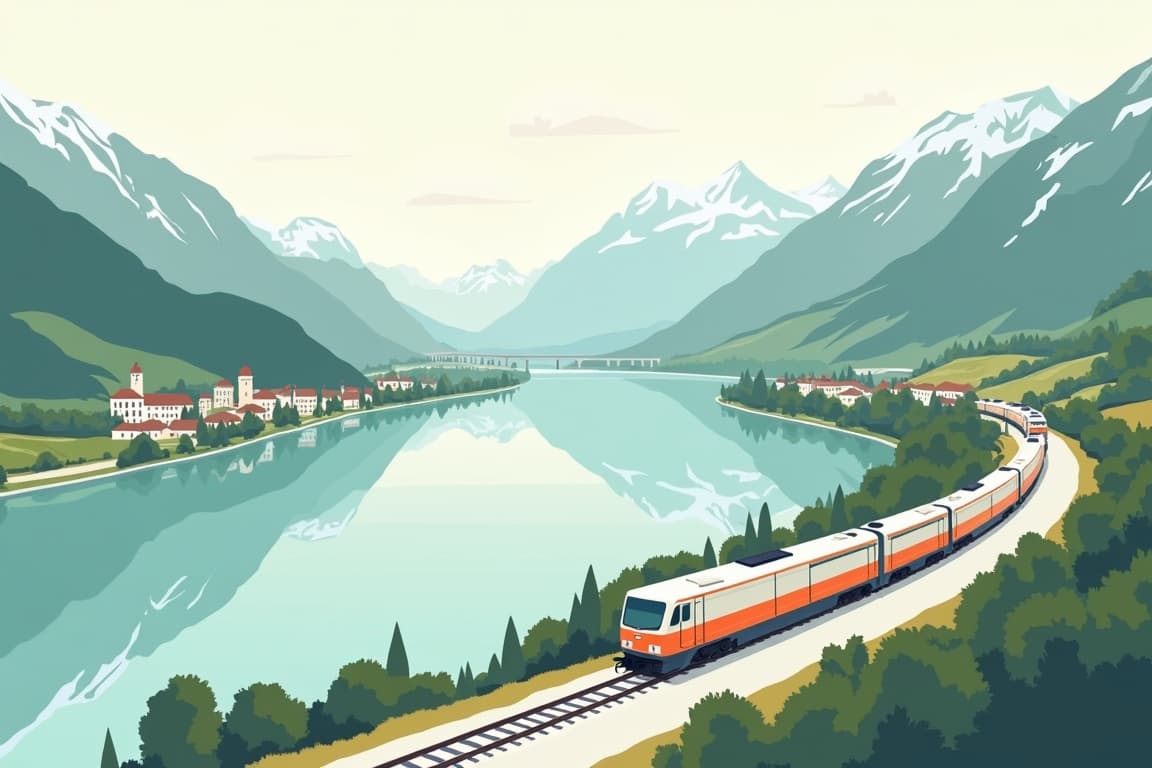 Illustration of Zurich & the Swiss Alps