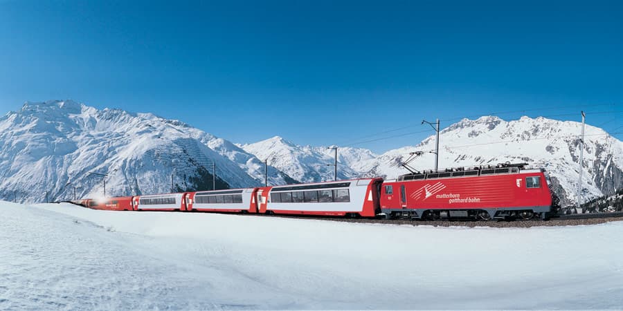 Traditional Glacier Express in Winter, Vacations By Rail