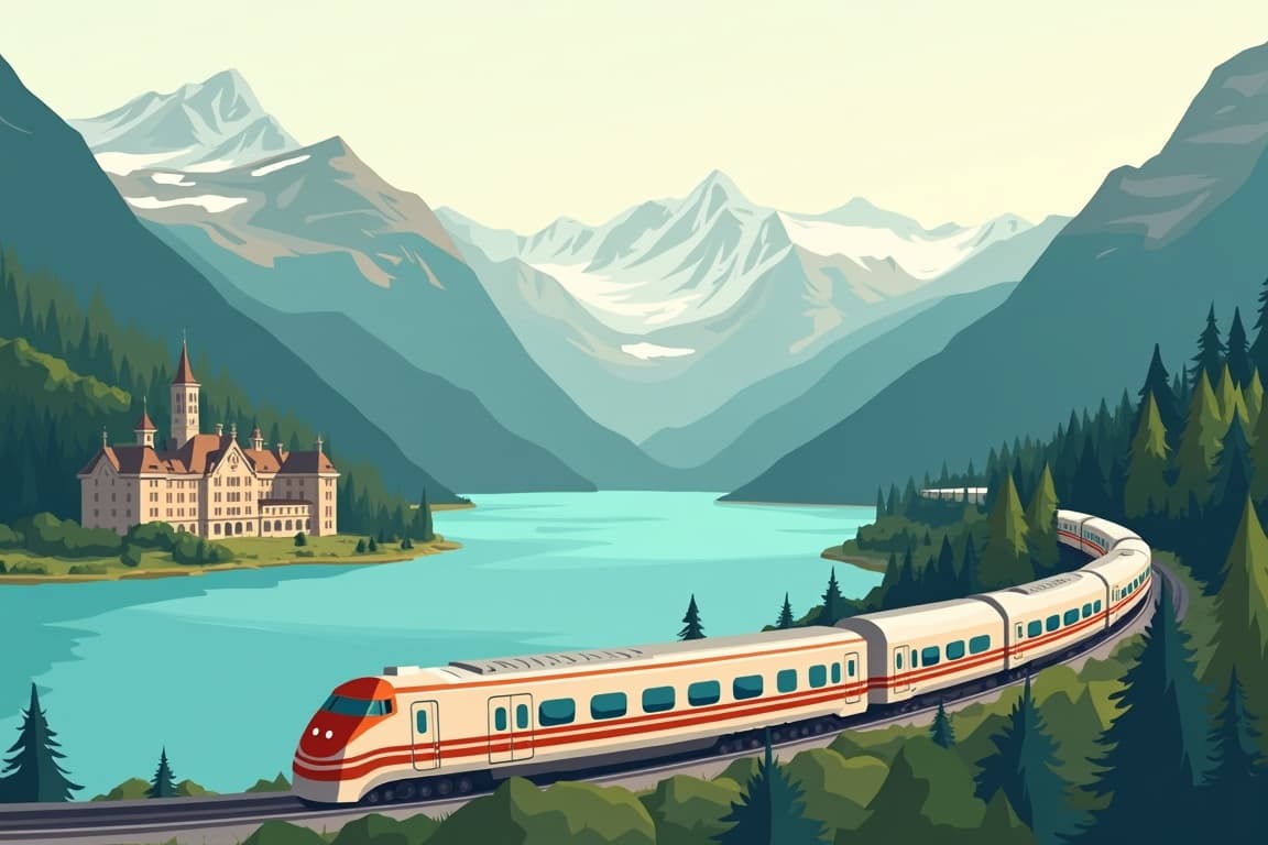 Illustration of 7 Day Canadian Rockies Circle Rail Enthusiast on Luxury Rail and Via Rail