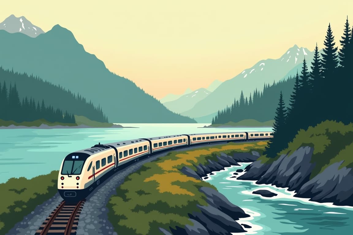 Illustration of Alaska and Pacific Coast Rail and Sail with the Norwegian Jade®