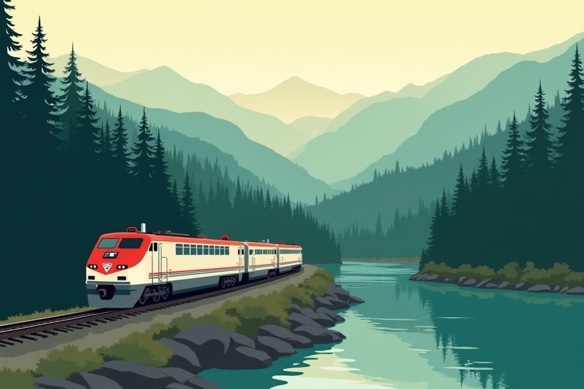 Illustration of Alaska and the Empire Builder Rail and Sail with the Norwegian Jade®