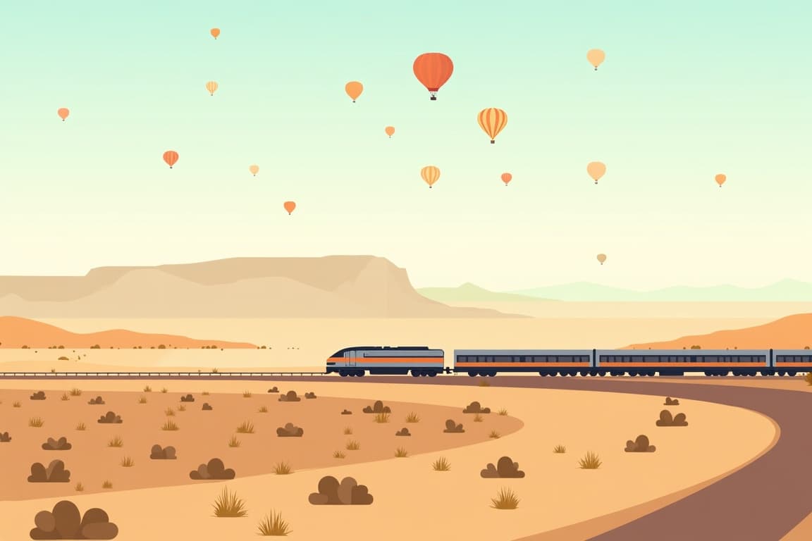 Illustration of Albuquerque Balloon Fiesta ft Southwest Chief