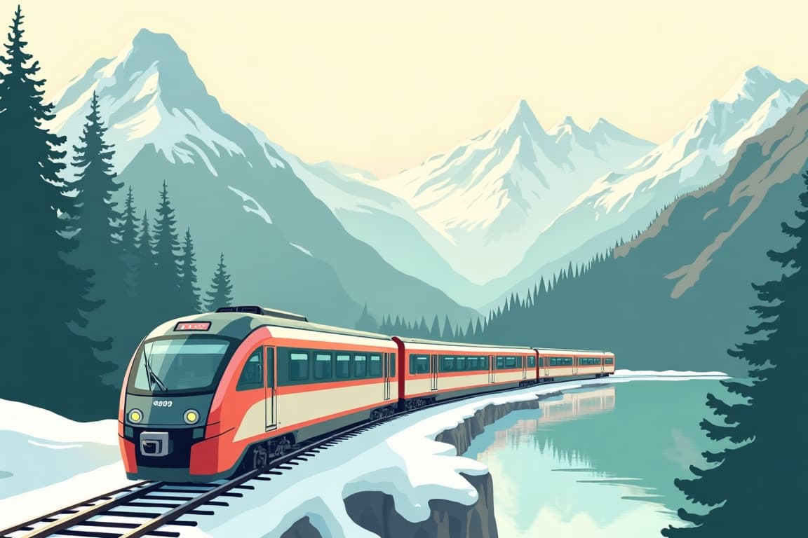 Illustration of All Inclusive Glacier Express at Christmas