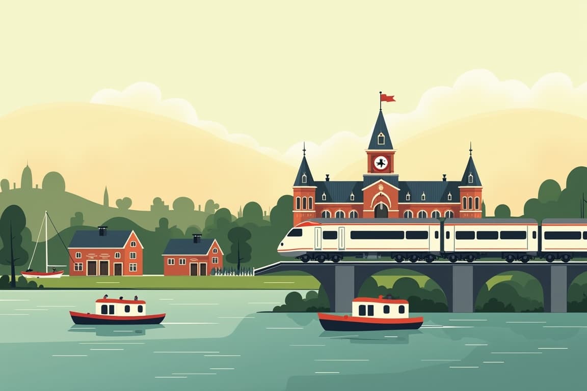 Illustration of Amsterdam, Brussels, London, and Dublin
