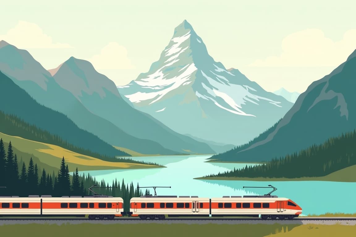 Illustration of Amsterdam to Zurich via the Jungfrau and Mount Pilatus