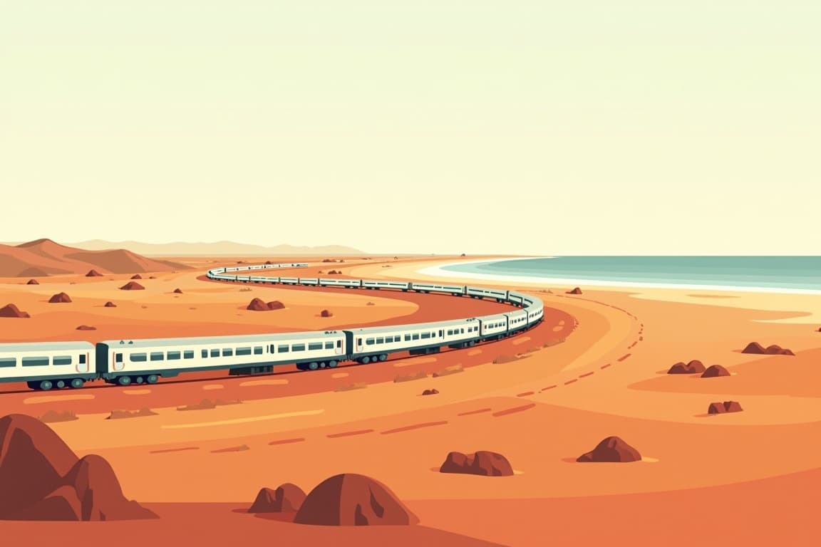 Illustration of Australia's Indian Pacific Perth-Sydney