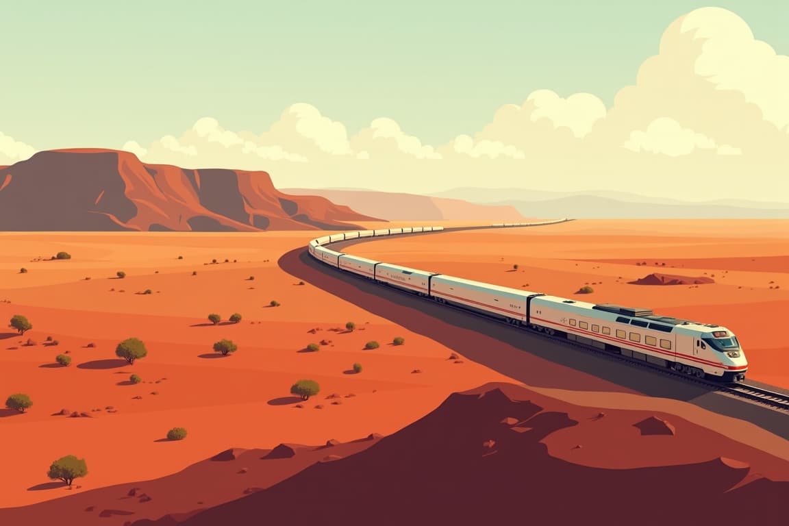 Illustration of Australia's Indian Pacific Sydney - Perth