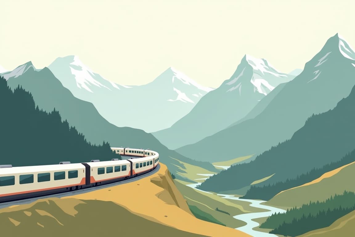 Illustration of Basel to Venice via the Glacier and Bernina Express Trains