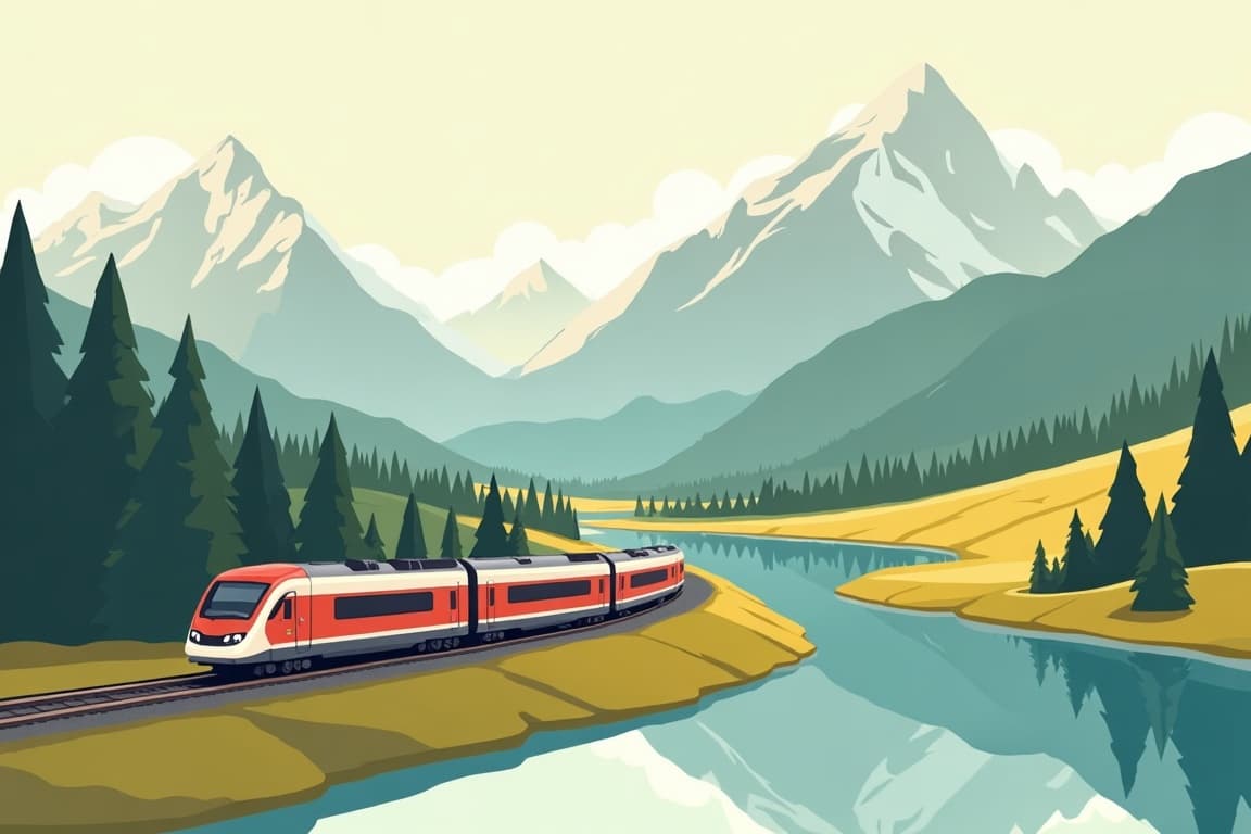 Illustration of Bernina Express Pullman Class St. Moritz - Tirano