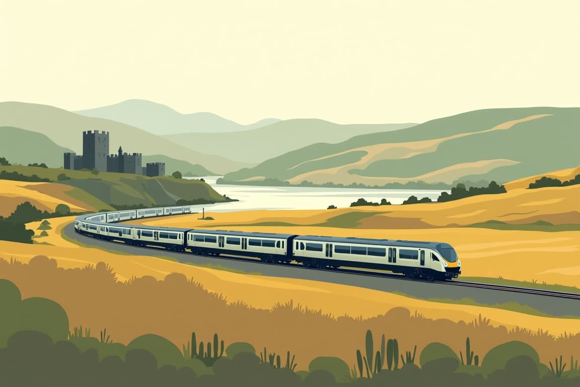 Illustration of British Pullman Train: London - Edinburgh
