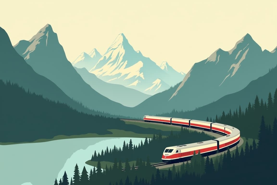 Illustration of Canada Coast to Coast with Rocky Mountaineer, Quebec City to Vancouver