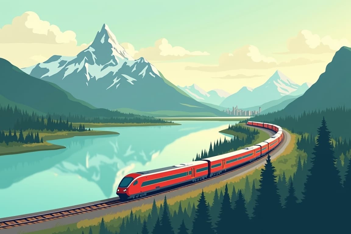 Illustration of Canada Coast to Coast with Rocky Mountaineer, Vancouver to Quebec City