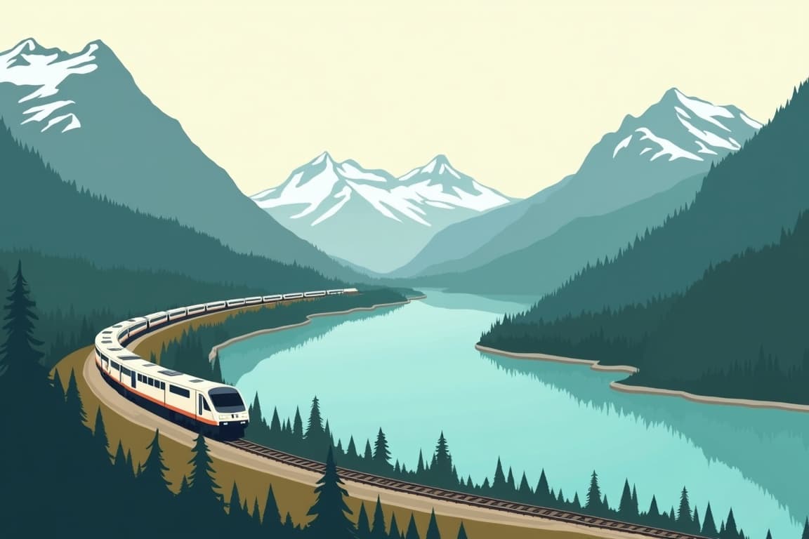 Illustration of Canadian Rockies & Rocky Mountaineer