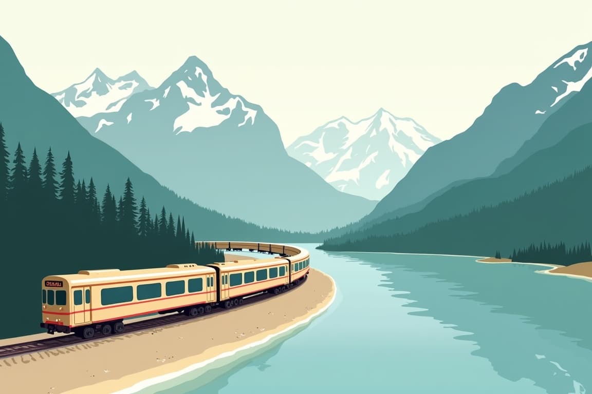 Illustration of Canadian Rockies by Rail
