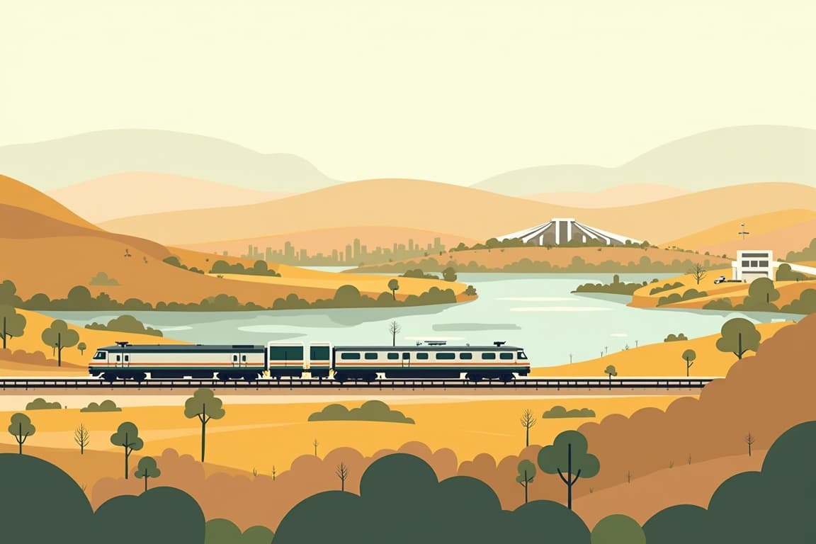 Illustration of Canberra & the Floriade Festival by Rail