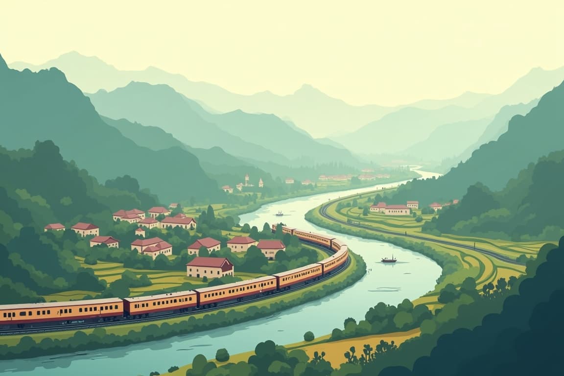 Illustration of China & Laos: Kunming to Bangkok by Rail