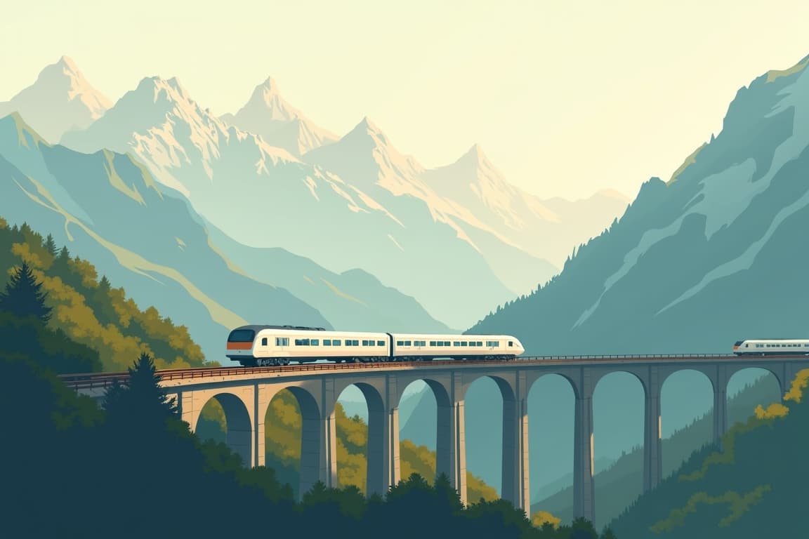 Illustration of Classic Bernina Express from Frankfurt