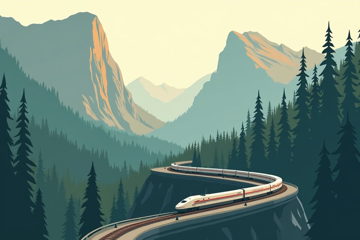Illustration of Colorado Rockies to Yosemite National Park