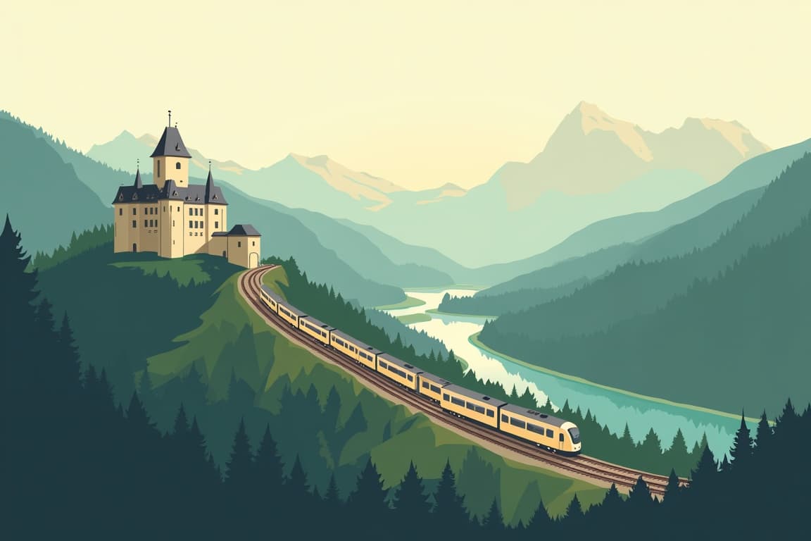 Illustration of Fairytale Bavaria & The Beautiful Blue Danube