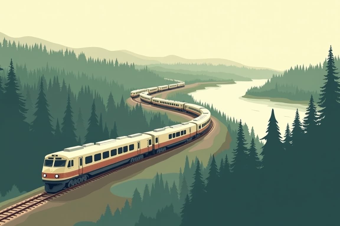 Illustration of Fall Colors of Eastern Canada Rail & Cruise