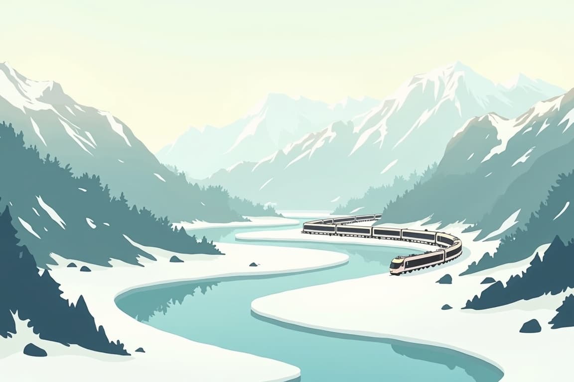 Illustration of First Class Mountaintops of Switzerland in Winter