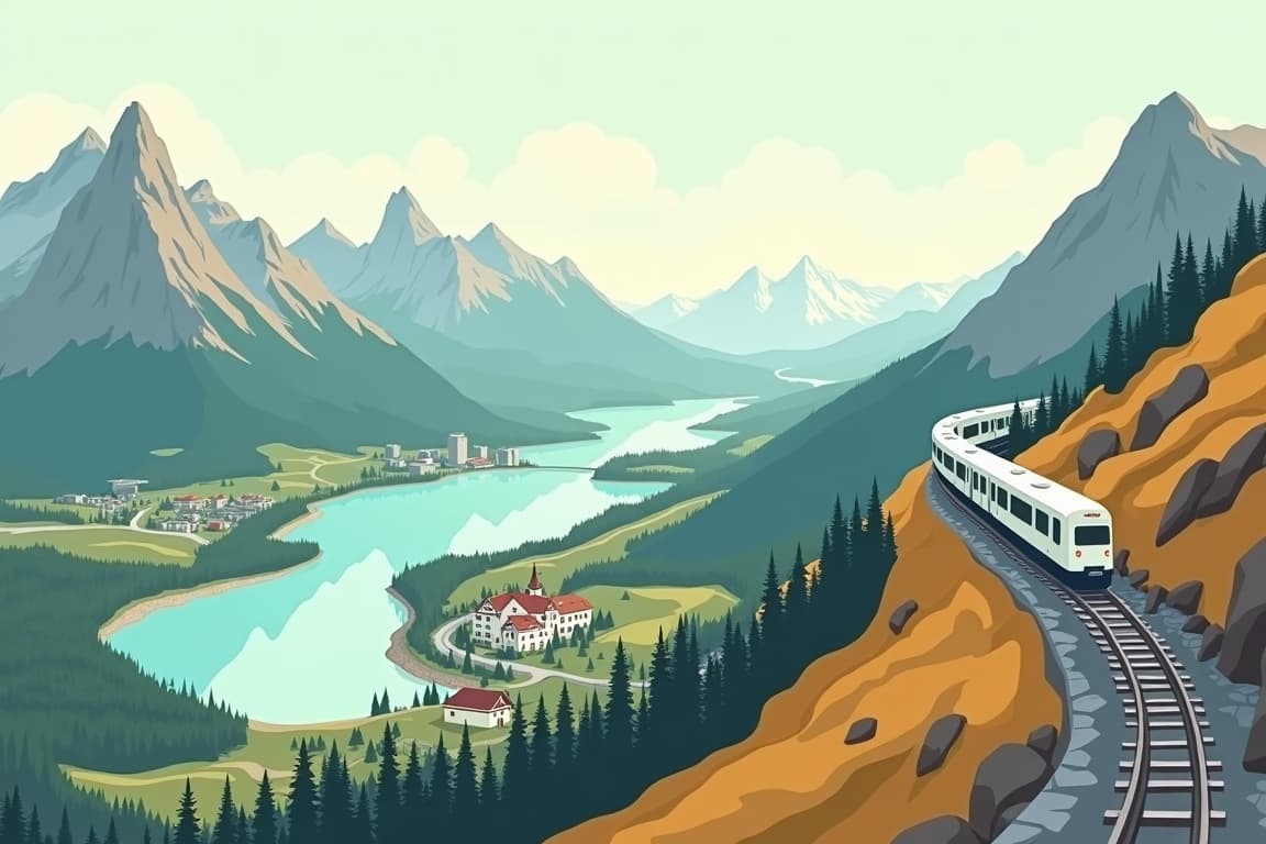 Illustration of First Class Mountaintops of Switzerland