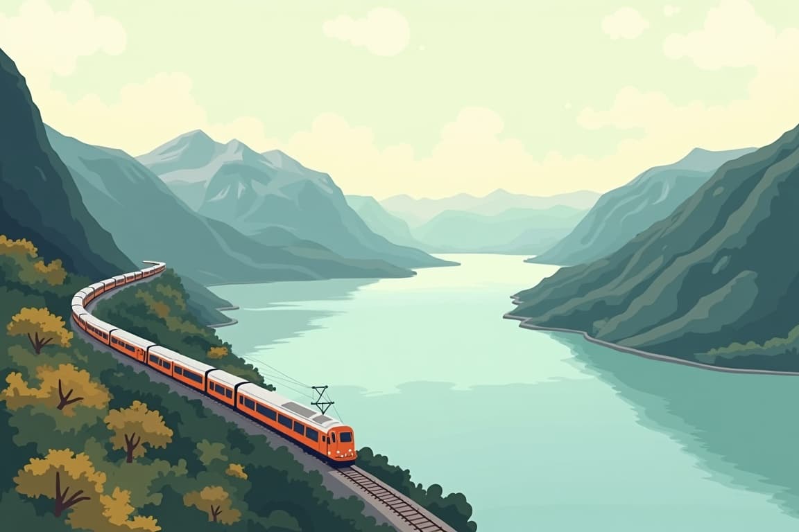 Illustration of Fjords of Norway: Oslo, Flam & Bergen