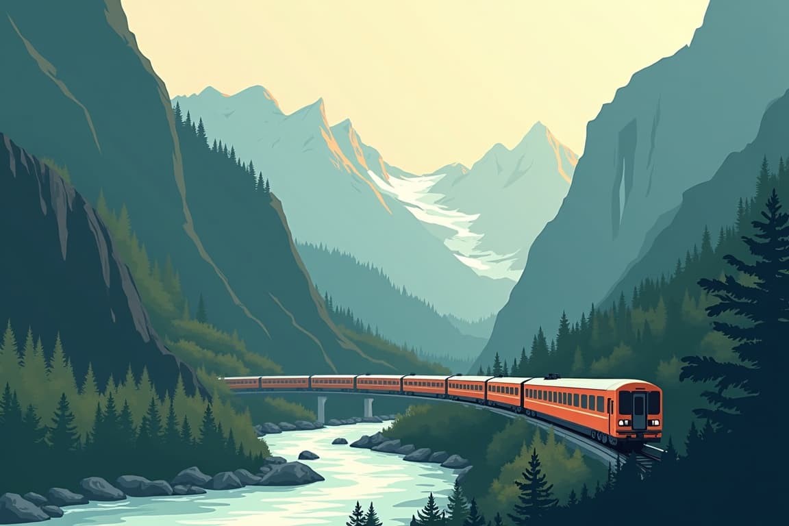 Illustration of Flåm Zipline, Flåm Railway and bike ride