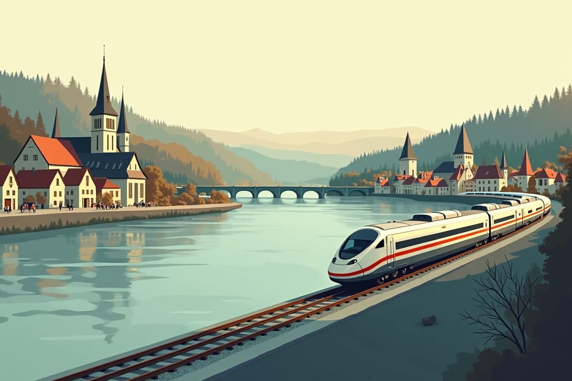 Illustration of German Christmas Markets of the Rhine