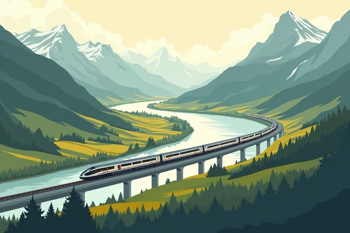 Illustration of Glacier Express & the Majestic Rhine