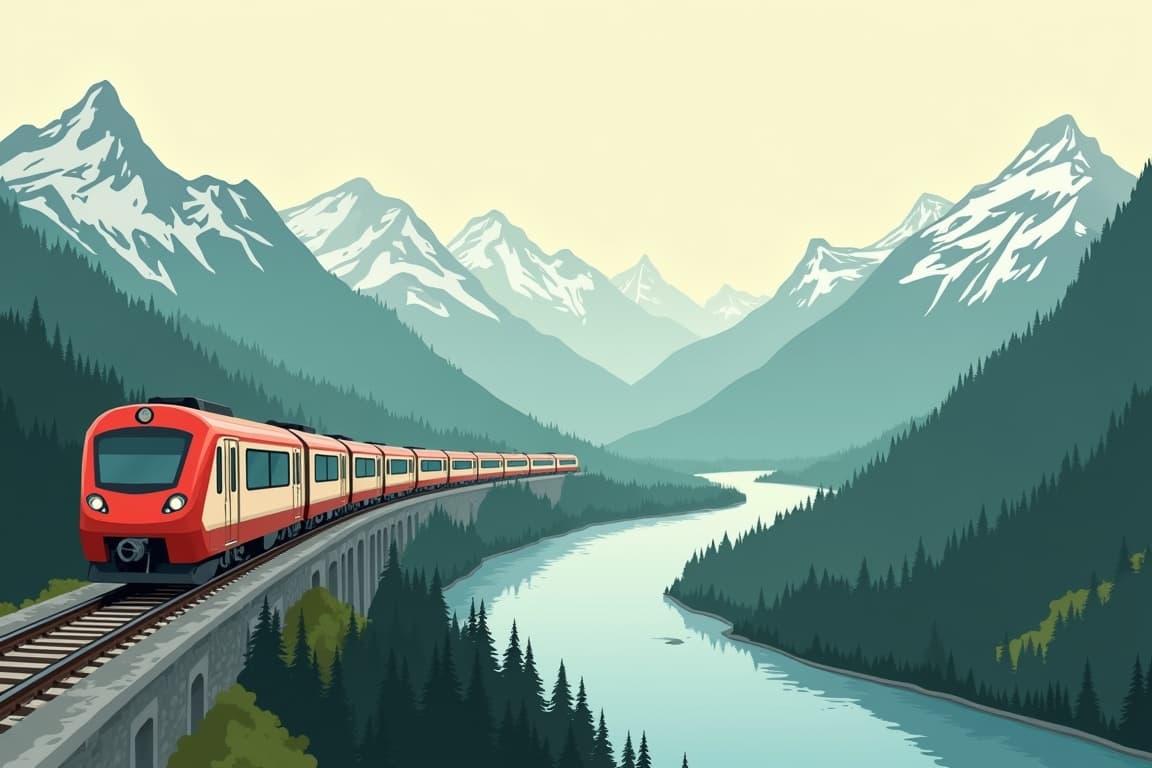 Illustration of Glacier Express and The Romantic Rhine Cruise