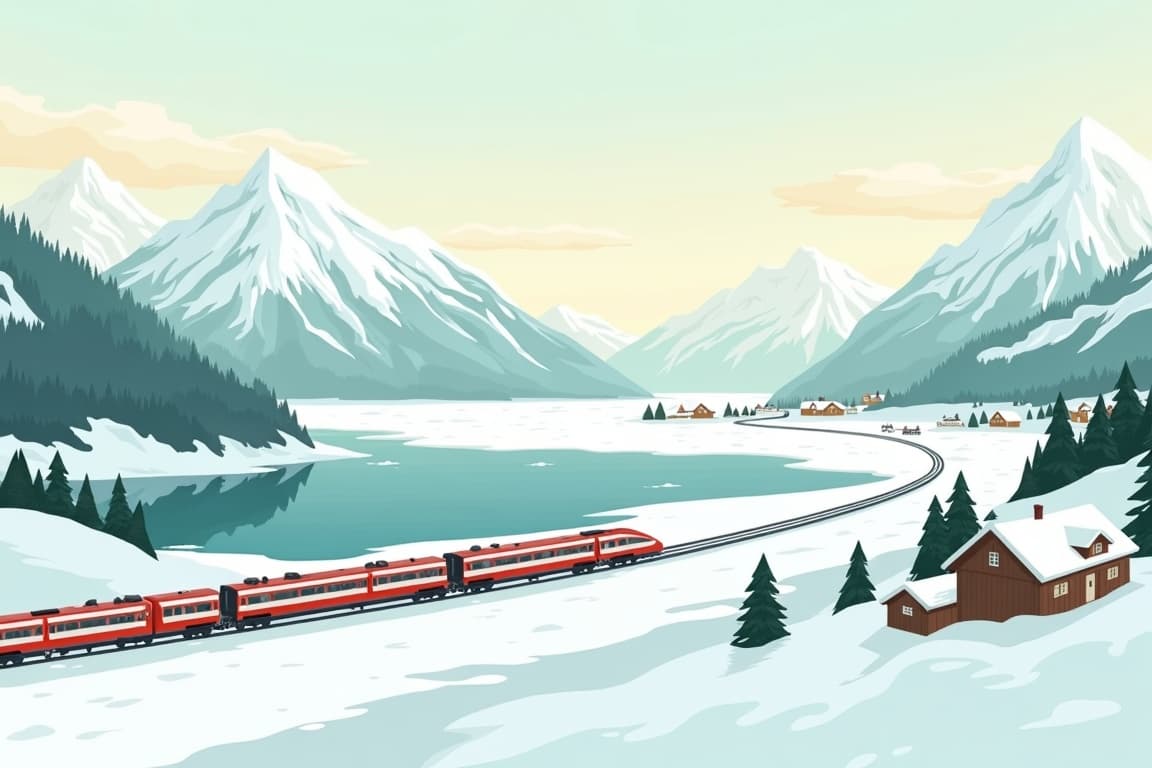 Illustration of Glacier Express Christmas Magic by Rail