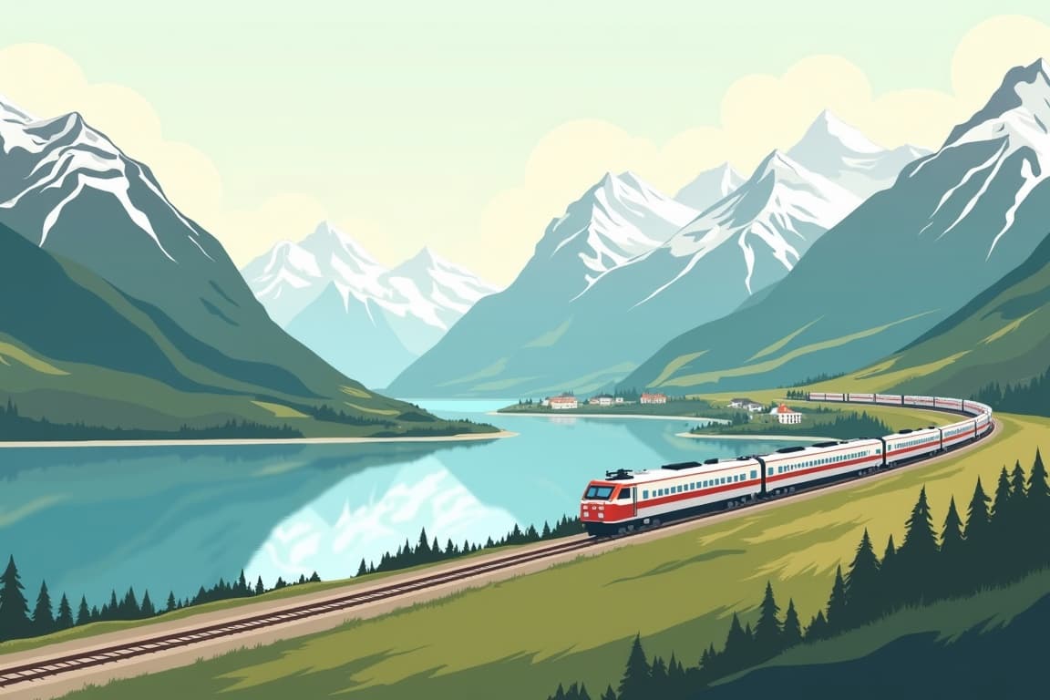 Illustration of Glacier Express New Year Magic by Rail