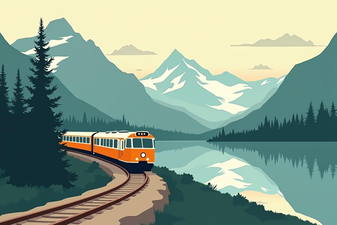 Illustration of Glacier National Park and Alaska Highlights with the Norwegian Encore